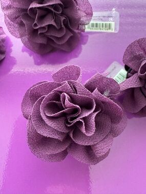 CROCS Jibbitz (4) Purple Fabric tule flowers new